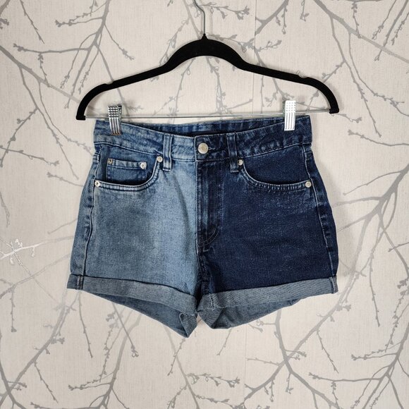 Aeropostale Two Tone Denim High Rise Mom Shorts - Picture 2 of 5